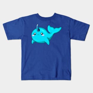 Cute Turquoise Narwhal Kids T-Shirt